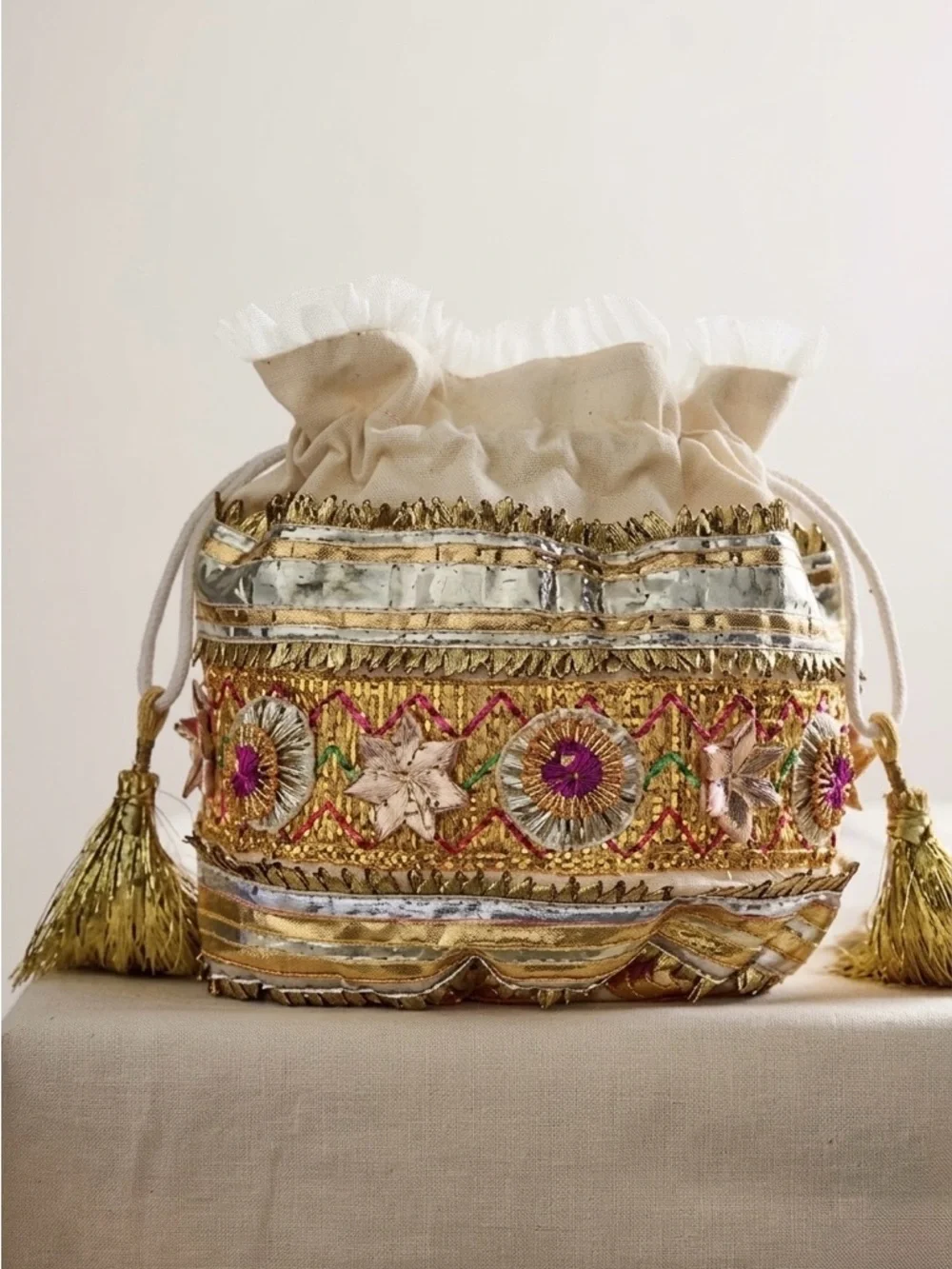 Free People NWT Seasons Sparkle Mini Gift Sack
